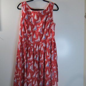 Rachel Riley Red Sailboat Print Midi Dress